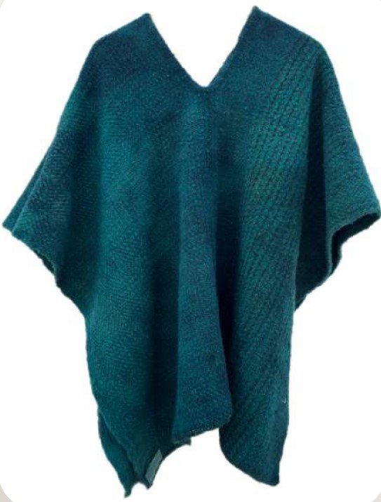 Ruana Océano verde petróleo azul