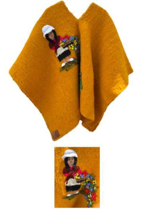Ruana Sol mostaza bordado campesina